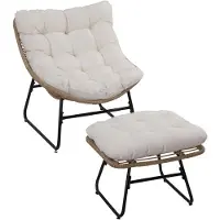 Outsunny - Rattan loungestoelenset - Polyester - 69x76x70cm - Natuurlijk hout