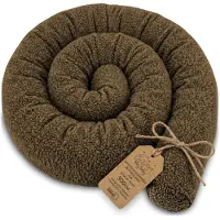 Totsy Baby Zijslaper kussen Lichaamskussen 300 cm Bouclé - Lang kussen bed rol slaapkussen nek rol Decoratie voor kinderkamer Oeko-Tex certificaat Bruin D