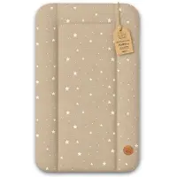 Totsy Baby Verschoonmat Waterdicht Afwasbaar Baby 70x50 cm - Voor Verschoningsmeubel Verschoningselement Commode Wasmachine Zachte Hygiënische Mat Makkelijk Schoon Te Maken Oeko-Tex Beige met witte sterren