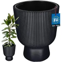 KOTARBAU Bloempot - Plantenpot Ø 39 cm - met Binnenpot - Geribbelde Plantenbak - Plantenpot met Voet - Plantenbak - Kunststof - H: 49 cm - Anthrazit