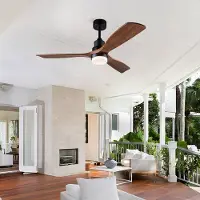 HAUSS SPOLE Ventilator – Plafondventilator Met Verlichting 52 Inch – Massief Hout En Metaal – Zwart En Donker Walnoot – Met Afstandsbediening En Dimbaar Licht
