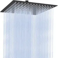 Auralum Max Regendouchekop XL - Ø30 cm - Vierkant Douchekop - Doucheslang - Waterbesparende - Doucheset - Douchekop Regendouche -Anti-kalk - RVS - Wellness - Zwart