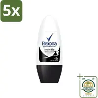 Rexona 5 x - Invisible Black & White - Deo Roller - Anti-transpirant - 50 ml - Grootverpakking - Deodorant - Anti-transpirant - Vlekkenvoorkomend - 48 Uur Bescherming - Roll-on Deodorant