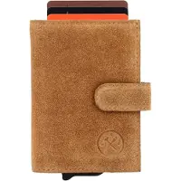 Hide & Stitches Brazos Safety Wallet - Suède Portemonnee - RFID Bescherming - Pasjeshouder - Creditcardhouder - Leren Dames Tas - Camel