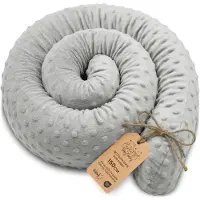 Totsy Baby Zijslaper kussen Lichaamskussen 150 cm Minky - Lang kussen bed rol slaapkussen nek rol Decoratie voor kinderkamer Oeko-Tex certificaat Lichtgrijs
