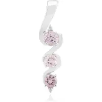 Cavill - 925 Sterling Zilver met Palladium - Braziliaanse Roze Toermalijn 0,49 ct - Zirconia - Ronde Prong Hanger - Elegante Dames Sieraden