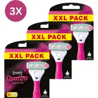 Wilkinson Sword Wilkinson - Quattro Voor Dames Gevoelige Huid Met Aloë Vera - 3 x 6 stuks - Voordeelverpakking