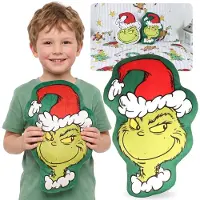 Sarcia.eu Grinch Kerst, ZACHT Sierkussen, decoratief voor de kamer, VELOURS vormkussen 32x22cm OEKO-TEX