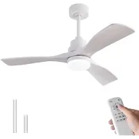 HAUSS SPOLE Ventilator – 106,68 Cm – Met Verlichting En Afstandsbediening – ABS – Wit – 3 Bladen Met Stille Omkeerbare DC Motor