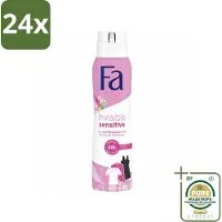 Fa Deodorant Spray Invisible Sensitive 150 ml - Voordeelverpakking - 24 stuks - Perspirant - Gevoelige huid