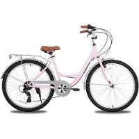 Hiland Flare Commuter Stadsfiets voor Dames - 26 Inch - 7 Versnellingen - Handrem - Standaard - Roze - Geschikt voor buitenactiviteiten in de lente