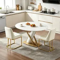 STILVORA Eetkamerstoel - Set Van 2 - Gepolsterde Velvet Zitting Met Goudkleurig Metalen Onderstel - Voor Eetkamer En Woonkamer - Beige