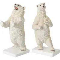 J-Line Boekensteunen beer - polyresin - wit - set van 2