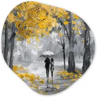 MuchoWow Organische wanddecoratie 60x60 cm - Organisch schilderij Natuur - Geel - Park - Zwart - Wit - Muurdecoratie woonkamer - Kamer decoratie - Schilderijen - Muurcirkel aesthetic