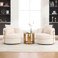 STILVORA Fauteuil - Set Van 2 - 360 Graden Draaibaar Met Opbergruimte Onder Zitting - Voor Woonkamer En Slaapkamer - Cord Beige