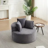 MODFU Fauteuil - Rond - Corduroy - Grijs - 110 Cm - 3 Kussens - Minimalistisch