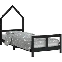 vidaXL Kinderbedframe 80x200 cm massief grenenhout zwart