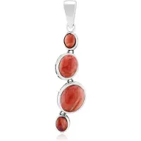 Cavill - 925 Sterling Zilver Hanger - Oranje Stekelige Oester Cabochon 2,068 ct - Geoxideerd, Elegante Dames Sieraden, Ecuador Edelsteen