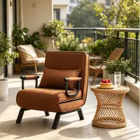 MODFU - Fauteuil - Verstelbare Rugleuning - Met Armleuningen - Bruin - Metaal - Stof