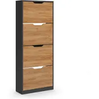 Vicco Schoenklaprek Luca, Antraciet/Goudkleurig Eiken, 59 x 146 cm met 4 kantelbare compartimenten