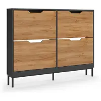 Vicco Schoenklaprek Luca, Antraciet/Goudkleurig Eiken, 116 x 88.5 cm met 2x2 kantelbare vakken