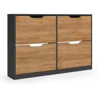 Vicco Schoenklaprek Luca, Antraciet/Goudkleurig Eiken, 116 x 77 cm met 2x2 kantelbare vakken