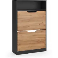 Vicco Schoenklaprek Luca, Antraciet/Goudkleurig Eiken, 59 x 94 cm met 2 kantelbare compartimenten