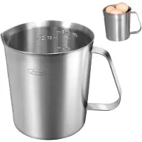MODFU Maatbeker – 500 ml RVS Maatbeker met Schaalverdeling – Maatkan voor Koken en Bakken – Roestvrijstalen Maatbeker Keuken – Zilver