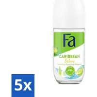 Fa Pflege 5 x Deodorant Roller Lime Squeeze 50 ml - Caribische Limoen - Deodorant Roller - Frisheid - Geurtjes - Vlekken