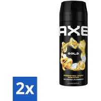 Axe 2 x - Deodorant Bodyspray - 48hrs Fresh - Gold - Oud Wood & Fresh Vanilla - 150 ml - Deodorant - - Deodorant Spray - 48 Uur Bescherming - Oud Hout