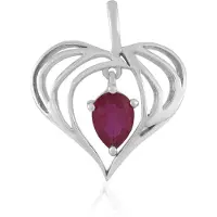 Cavill - Zilveren Hanger met 0,918 ct Madagaskar Robijn - 925 Sterling Zilver Gerhodineerd - Druppelvormige Robijn - Elegante Romantische Dameshanger