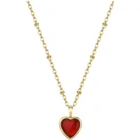 Brosway ESSENTIAL BNL130 GOLD-PLATED KETTING MET HARTJES BEDEL EN RODE AGAAT 1 STUK