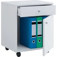 VCM Masola kommode , archiefkast op wielen, 1 lade en 1 deurwit.