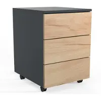 VCM Verrijdbare lade Dalosa, 3 greeploze laden, B 390 x D 450 x H 550 mm, hout, antraciet/honingeik