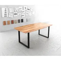 DELIFE Eettafel Edge Boot acacia natuur 200x100 skidframe zwart zwitserse rand eettafel