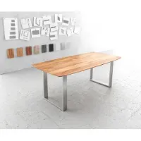 DELIFE Eettafel Edge Boot acacia natuur 200x100 edelstaal smal zwitserse rand eettafel