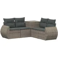 vidaXL Bankstel 5 st Grijs en Donkergrijs 188 x 188 x 85 cm