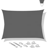 Vonroc Schaduwdoek rechthoek – 400x300 cm - grijs | incl. RVS bevestigingsset