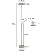 Steinhauer Vloerlamp Zenith 2 4390ST staal met dubbele reflector – Uplight en leesarm