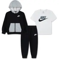 Nike joggingpak + T-shirt - zwart/wit Jongens/Meisjes Sweat Capuchon Meerkleurig - maat 110-116