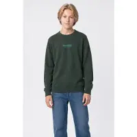 Petrol Industries rechtvallende sweater met print - donkergroen Printopdruk - maat 140