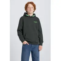 Petrol Industries rechtvallende hoodie met logo - donkergroen Sweater Logo - maat 176
