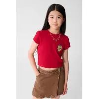 Shoeby T-shirt met logo - rood Meisjes Stretchkatoen Ronde hals Logo - maat 134/140