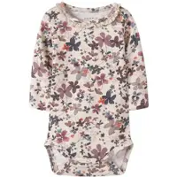Name it BABY gebloemde romper - beige/roze Meisjes Stretchkatoen Ronde hals - maat 50