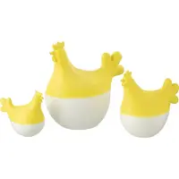 J-Line decoratie Haan - polyresin - wit/geel - set van 3