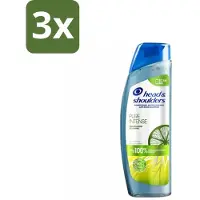 Head & shoulders 3 x - Anti-Roos Shampoo - Pure Intense - Oil Control - 250 ml - Roosvrij Haar - Oliecontrole - Schone Hoofdhuid - Vet Haar - Anti-roos Shampoo
