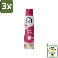 Fa 3 x - Pink Passion - Deodorant Spray - Roze Roos - 150 ml - Grootverpakking - Deodorant Spray - Anti-vlekken - Roze Roos - Huidvriendelijk - Frisheid