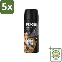 Axe 5 x - Deodorant Bodyspray - 48hrs Fresh - Leather & Cookies - 150 ml - Grootverpakking - Deodorant - Bodyspray - 48 Uur Bescherming - Leer En Koekjes Geur - Zinktechnologie