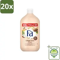 Fa 20 x - Cream & Oil Cacao - Bad- & Douchegel - Cacaoboter Met Kokosolie - 750 ml - Grootverpakking - Badgel - Douchegel - Cacaoboter - Kokosolie - Verzorging