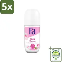Fa 5 x Deodorant Roller Pink Passion 50 ml - Grootverpakking - Deodorant - Antitranspirant - - Pink Passion - Roze Roos